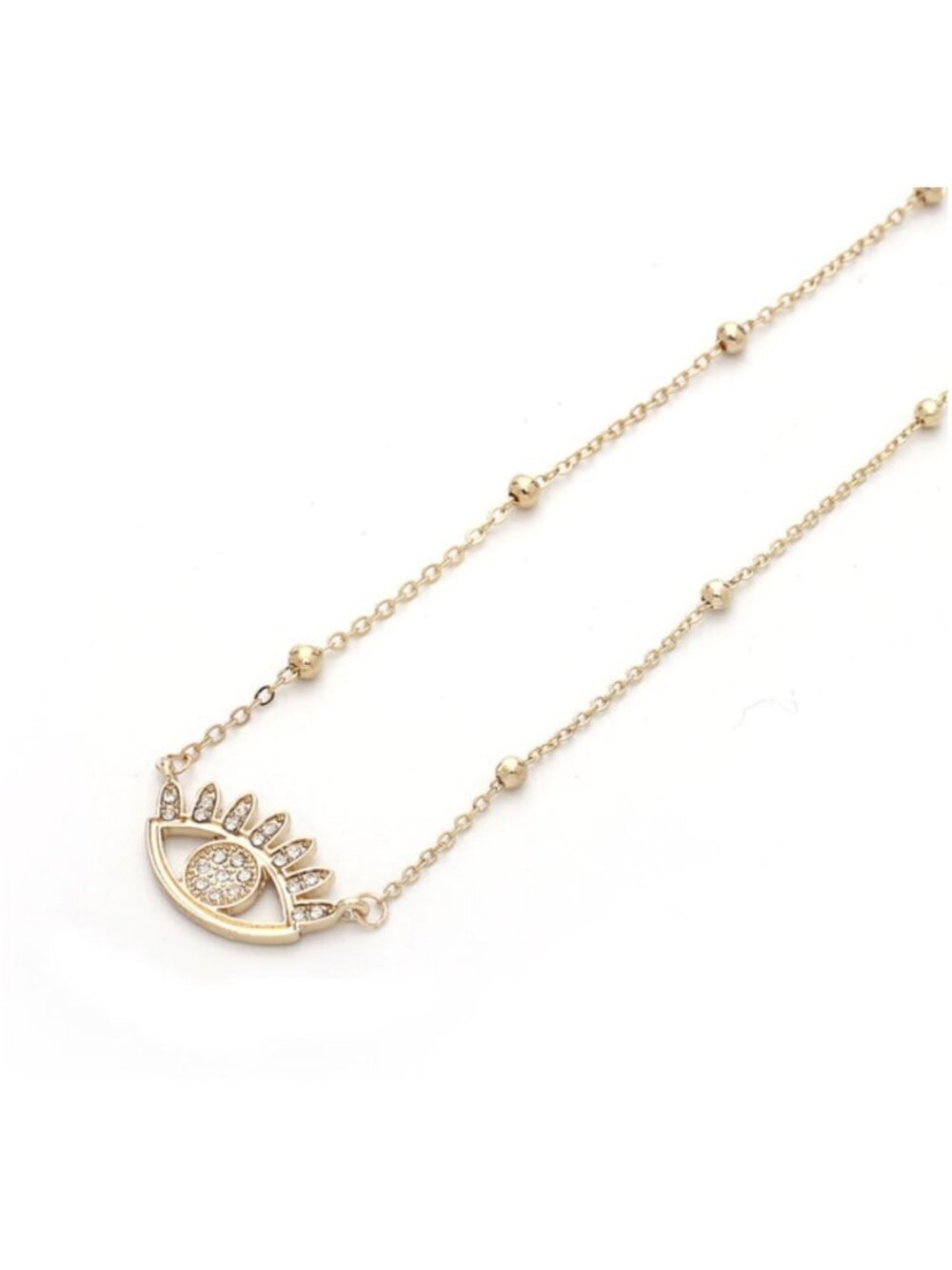 Gold Evil Eye Sparkling Rhinestone Boho Large Symbol Fashion Necklace
